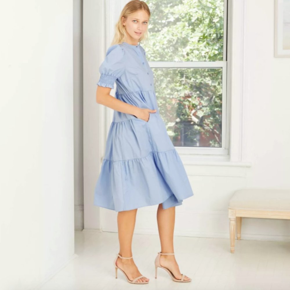 Who What Wear Short Puff Sleeve Tiered Baby Doll Dress
